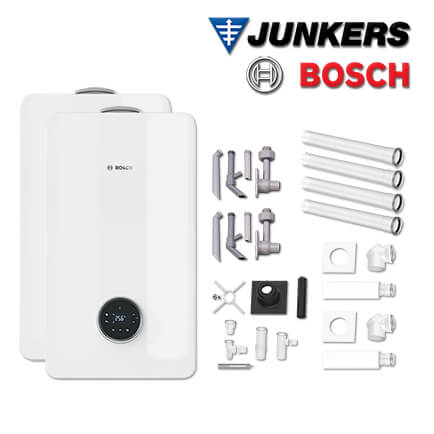 Junkers Bosch GCC53-001 mit 2x Kombitherme GC5300iW 20/24 C 23, Abgas Schacht in stock
