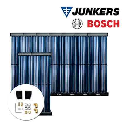 11,0m² Junkers Bosch Solaranlage SO832 mit VK120-2CPC, Flachdachmontage in stock
