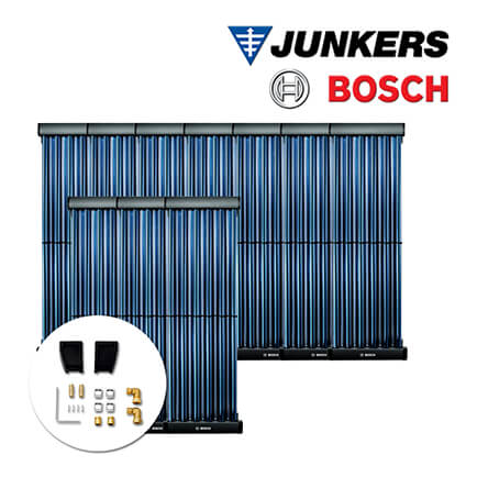 12,2m² Junkers Bosch Solaranlage SO833 mit VK120-2CPC, Flachdachmontage in stock