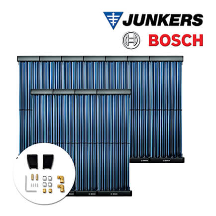 13,4m² Junkers Bosch Solaranlage SO834 mit VK120-2CPC, Flachdachmontage in stock