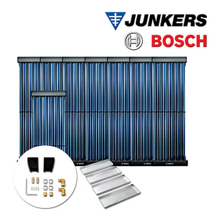 9,8m² Junkers Bosch Solaranlage SO842, VK120-2CPC, Flachdach, Beschwerungswannen in stock