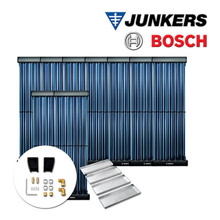 11,0m² Junkers Bosch Solaranlage SO843, VK120-2CPC, Flachdach, Beschwerungswannen in stock
