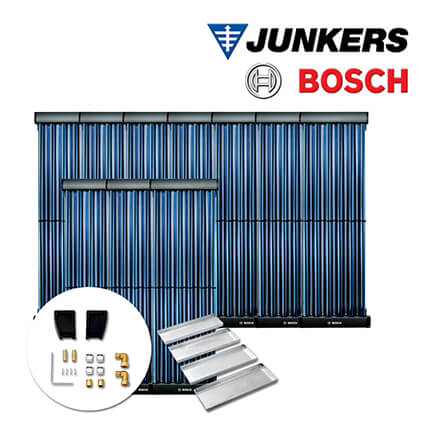 12,2m² Junkers Bosch Solaranlage SO844, VK120-2CPC, Flachdach, Beschwerungswannen in stock