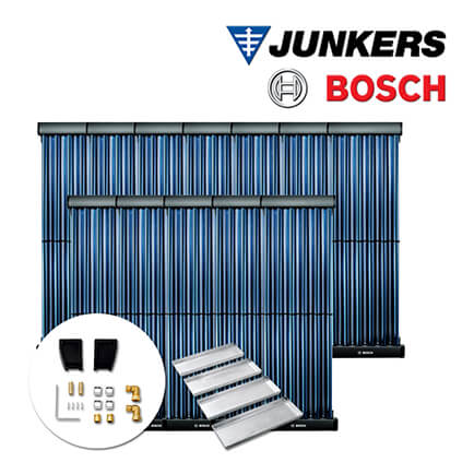 14,6m² Junkers Bosch Solaranlage SO846, VK120-2CPC, Flachdach, Beschwerungswannen in stock
