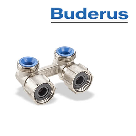 Buderus Zweirohr-Hahnblock für Ventilheizkörper, Eckform, 3/4" x 3/4" in stock