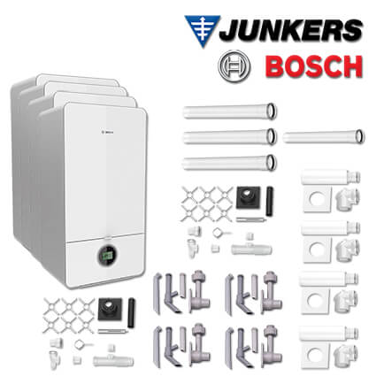 Junkers Bosch 4x Brennwert-Kombitherme GC7000iW 24 C, MFB705 mit Abgas Schacht in stock