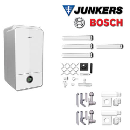 Junkers Bosch 2x Brennwert-Kombitherme GC7000iW 28 C, MFB702 mit Abgas Schacht in stock