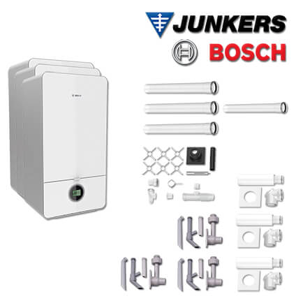 Junkers Bosch 3x Brennwert-Kombitherme GC7000iW 28 C, MFB704 mit Abgas Schacht in stock
