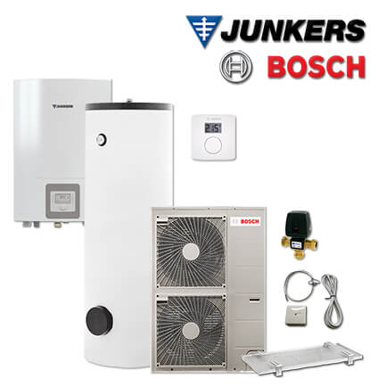 Junkers Bosch SAS14 mit Split Luft/Wasser-Wärmepumpe SAS 13-2 ASE, CR10H, HR 300 in stock