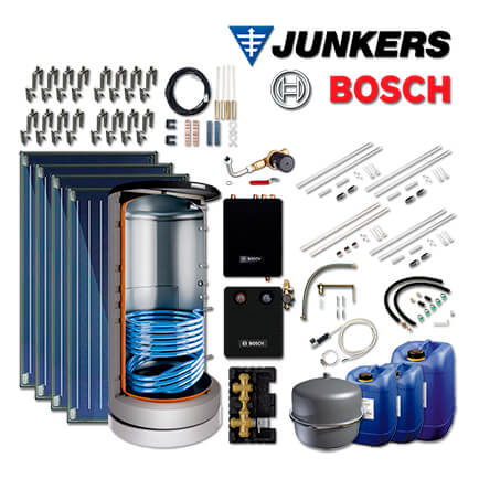 9,5m² Junkers Bosch Solaranlage SO592 mit FKC-2S, BS 750-6 ER 1 B, Aufdach in stock
