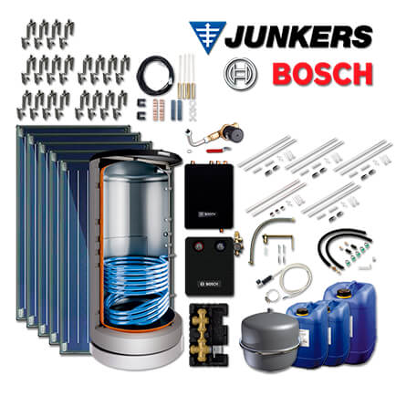 11,9m² Junkers Bosch Solaranlage SO593 mit FKC-2S, BS 750-6 ER 1 B, Aufdach in stock