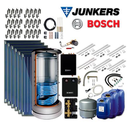 14,2m² Junkers Bosch Solaranlage SO594 mit FKC-2S, BS 750-6 ER 1 B, Aufdach in stock