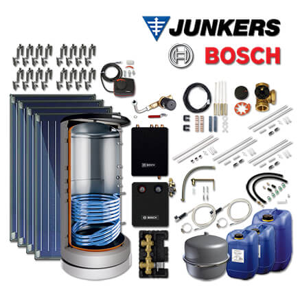 9,5m² Junkers Bosch Solaranlage SO595 mit FKC-2S, BS 750-6 ER 1 B, Aufdach in stock