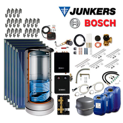 11,9m² Junkers Bosch Solaranlage SO596 mit FKC-2S, BS 750-6 ER 1 B, Aufdach in stock