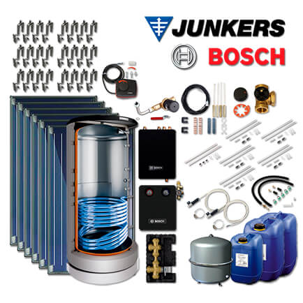 14,2m² Junkers Bosch Solaranlage SO597 mit FKC-2S, BS 750-6 ER 1 B, Aufdach in stock