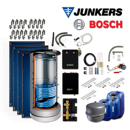 10,2m² Junkers Bosch Solaranlage SO792 mit FT226-2V, BS 750-6 ER 1 B, Aufdach in stock