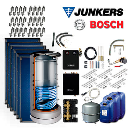 15,3m² Junkers Bosch Solaranlage SO794 mit FT226-2V, BS 750-6 ER 1 B, Aufdach in stock