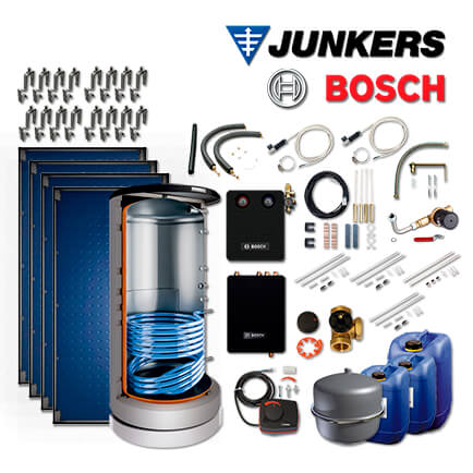 10,2m² Junkers Bosch Solaranlage SO795 mit FT226-2V, BS 750-6 ER 1 B, Aufdach in stock