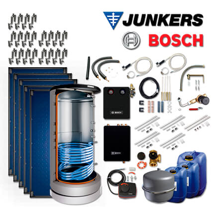 12,8m² Junkers Bosch Solaranlage SO796 mit FT226-2V, BS 750-6 ER 1 B, Aufdach in stock