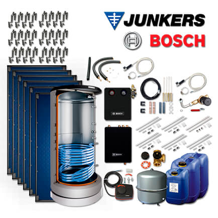 15,3m² Junkers Bosch Solaranlage SO797 mit FT226-2V, BS 750-6 ER 1 B, Aufdach in stock