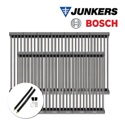 15,9m² Junkers Bosch Solaranlage SO858 mit VK120-2, senkrecht / Flachdach liegend in stock