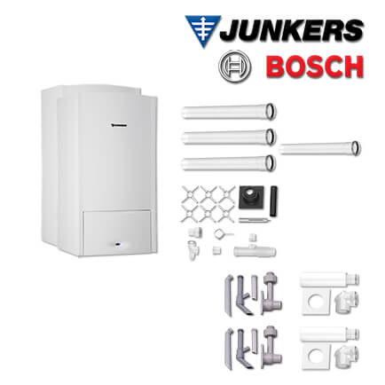 Junkers Bosch 2x Brennwert-Kombitherme ZWB 28-5 C 23, MFB502 mit Abgas Schacht in stock