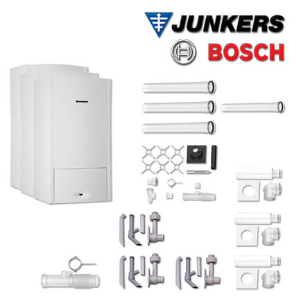 Junkers Bosch 3x Brennwert-Kombitherme ZWB 28-5 C 23, MFB504 mit Abgas Schacht in stock
