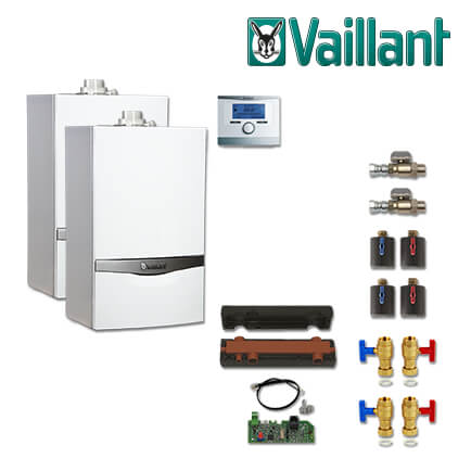 Vaillant Paket 1.150/2 2x ecoTEC plus VC 406/5-5, VRC 700/6, Zubehör, E/H in stock