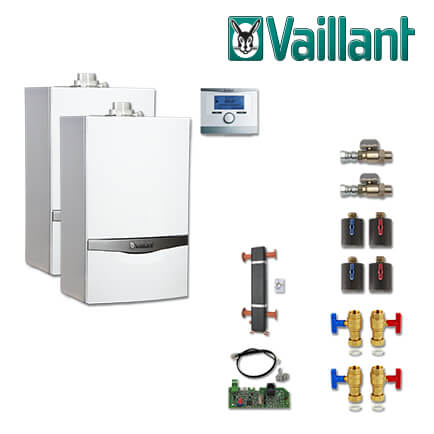 Vaillant Paket 1.154/2 2x ecoTEC plus VC 636/5-5, VRC 700/6, Zubehör, E/H in stock
