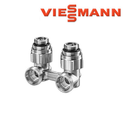 Viessmann Hahnblock für Heizkörper, Zweirohr, Eckform, zum Absperren in stock