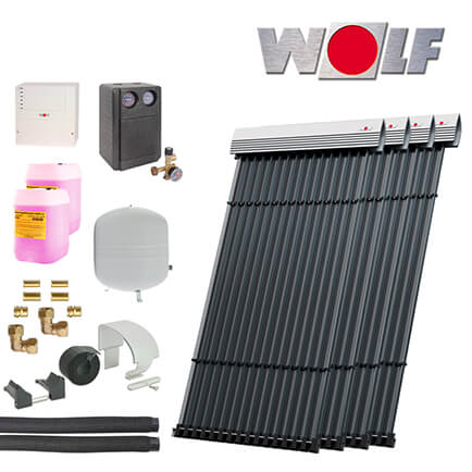 Wolf 9,2m² Solaranlage Systempaket mit CRK Vakuum-Röhrenkollektoren in stock