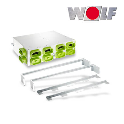 Wolf CWL Luftverteiler für Zu- und Abluft,DN125 2x6 Stutzen 50x100, 3 Rohrkappen in stock