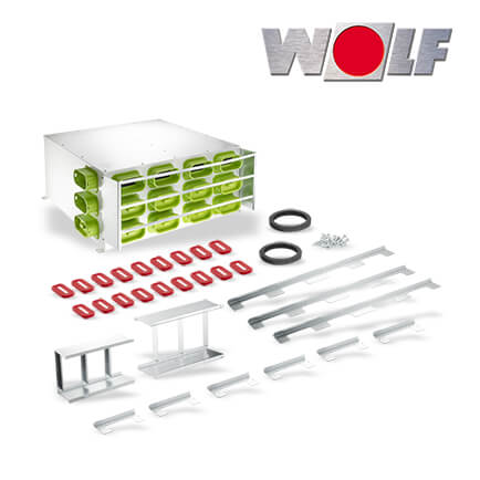 Wolf CWL Luftverteiler für Zu- und Abluft,DN160 2x9 Stutzen 50x100, 5 Rohrkappen in stock
