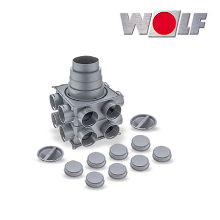 Wolf CWL Luftverteiler Mini, 16-75-Anschluss ISO Rohr DN125-180 in stock