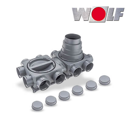 Wolf CWL Luftverteiler Mini, 12-75-Anschluss ISO Rohr DN125-180 in stock
