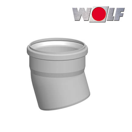 Wolf Abgasrohrbogen 15°, DN160 aus Polypropylen bis 120°C in stock