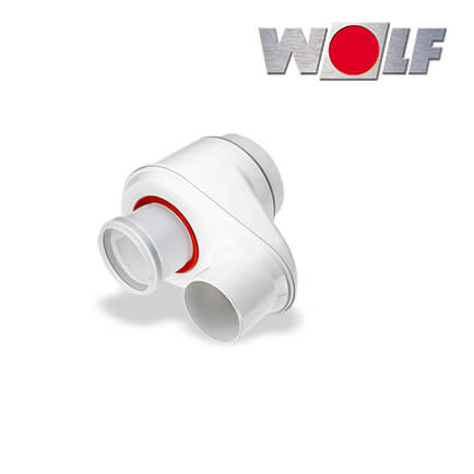 Wolf Anschlussadapter DN80/125 - 2xDN80 Abgasleitung-Schacht u. Zuluft-Außenwand in stock