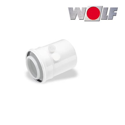 Wolf Anschluss-Adapter DN80/125 mit Messstutzen, Länge 152mm, weiß, steckbar in stock