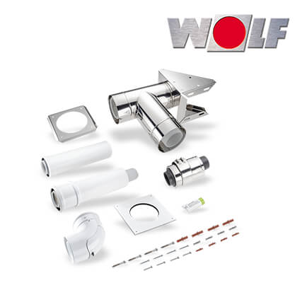 Wolf Bausatz C53x DN80/125 für Abgasleitung an der Fassade (Außenwand), rlu in stock