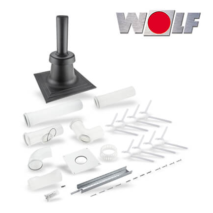 Wolf Anschluss-Set B23, DN80 an Abgasleitung für Schachteinbau, Kunststoff in stock