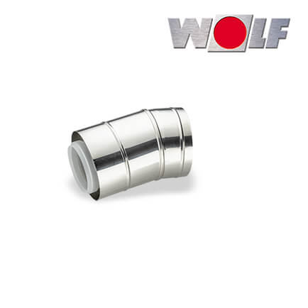 Wolf Abgasrohrbogen konzentrisch 15°, DN80/125 aus Edelstahl / Polypropylen in stock