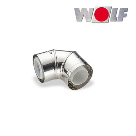 Wolf Abgasrohrbogen konzentrisch 87°, DN80/125 aus Edelstahl / Polypropylen in stock