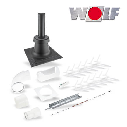Wolf Schachtbausatz Kaskade DN110 auf DN80, Ausführung raumluftunabhängig in stock