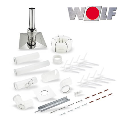 Wolf Anschluss-Set B23, DN80 an Abgasleitung für Schachteinbau, Edelstahl in stock
