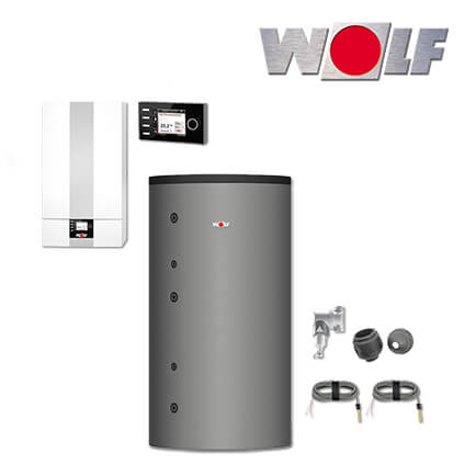 Wolf CGB-2-14 14kW Gas-Brennwerttherme mit Speicher BSH-800, BM-2, Aufputz in stock